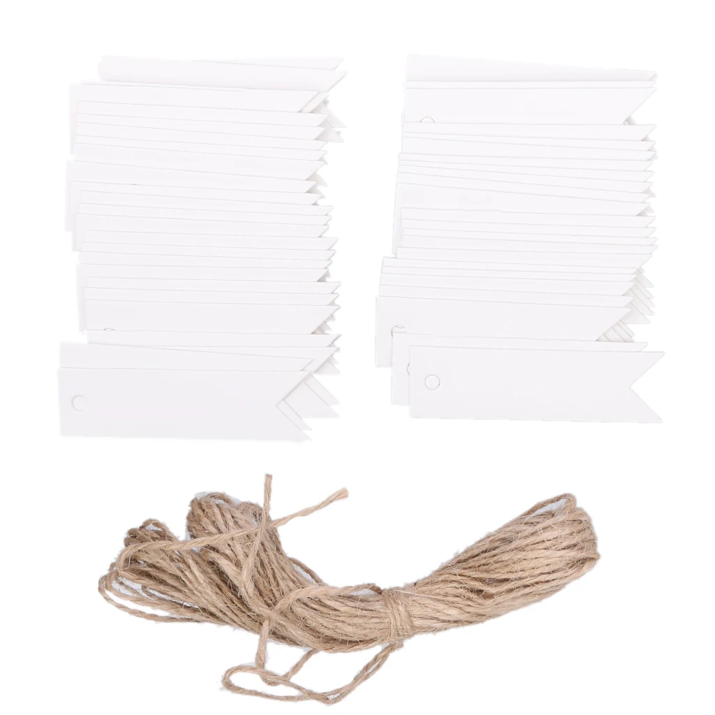 100pcs Blank/thank you Kraft Paper Hang Tags Wedding Party Label Gift Cards