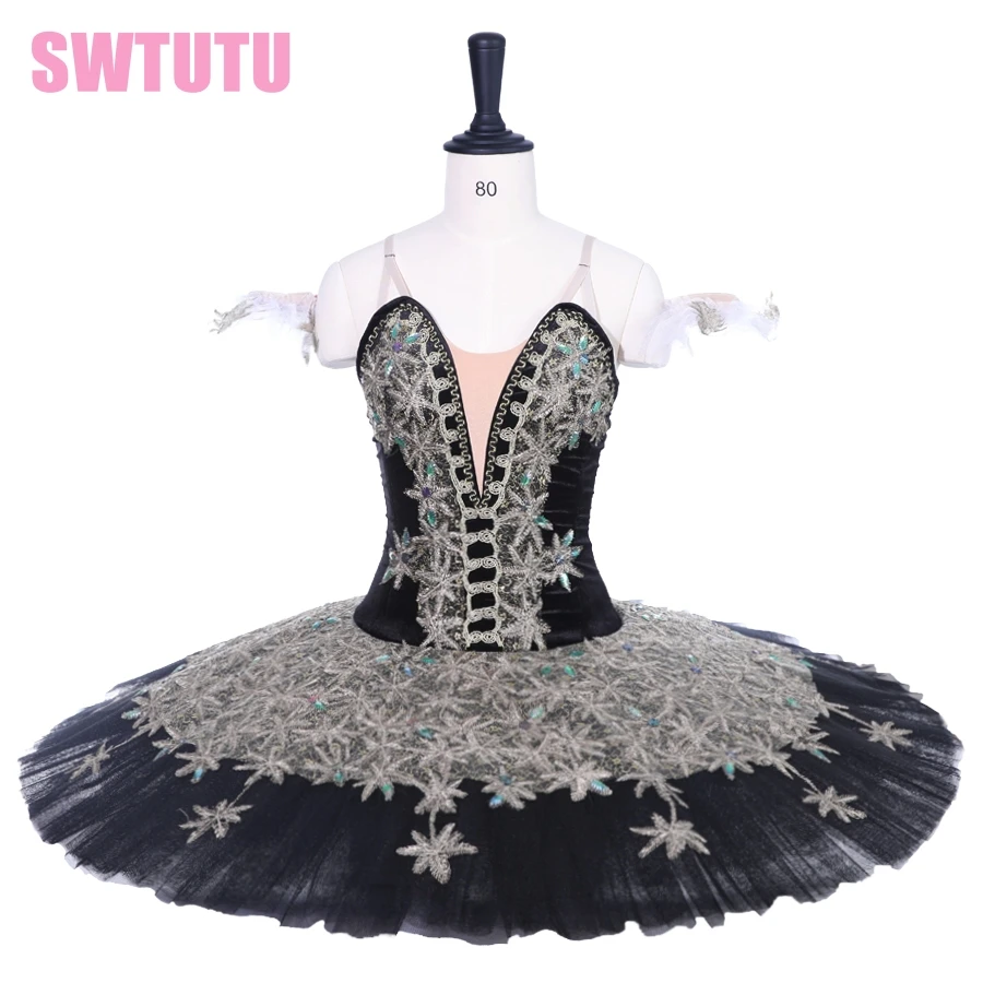 Black Gold Professional Ballet Tutu Pancake Peformance Tutus Fairy Doll Ballet Dress Stones Ballet Stage Costumes BT9188A
