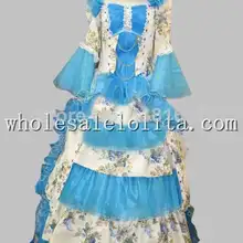 17 18-го века синий цветочный рококо мария антуанетта европейский суд платье сценический костюм косплей костюм платье