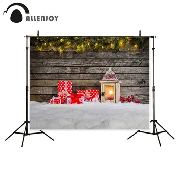 

Allenjoy photography backdrop christmas background gifts wooden lantern in snow copyspace backdrop Photo background studio