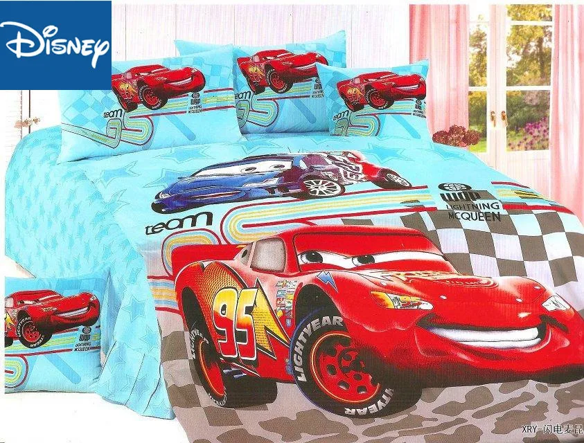 Disney Lightning McQueen автомобили Постельное белье одного Размеры детская Спальня украшения двойной плоский лист крышки одеяла 3/4 шт. в партии, новая - Цвет: CMQC5