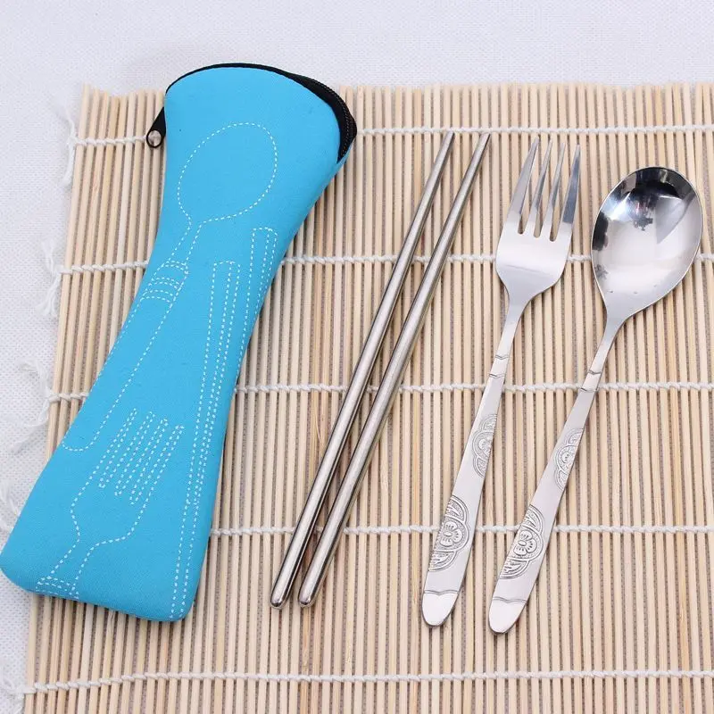 Free Shipping Outdoor camping portable cutlery bag set chopsticks spoon fork storage bag 4