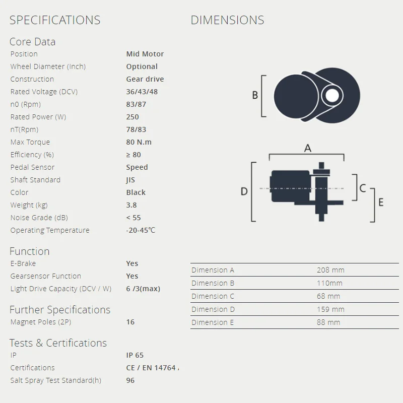 Clearance Bafang BBS01B 36V 250W Mid Drive Motor Electric Bike Conversion Kit eBike Bicycle Middle Engine Parts BBS01 5