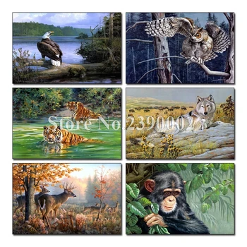 

Needlework Diy Diamond Painting Cross Stitch Animal Handmade Eagle Tiger Wolf Orangutan Diamond Embroidery Mosaic Christmas Gift