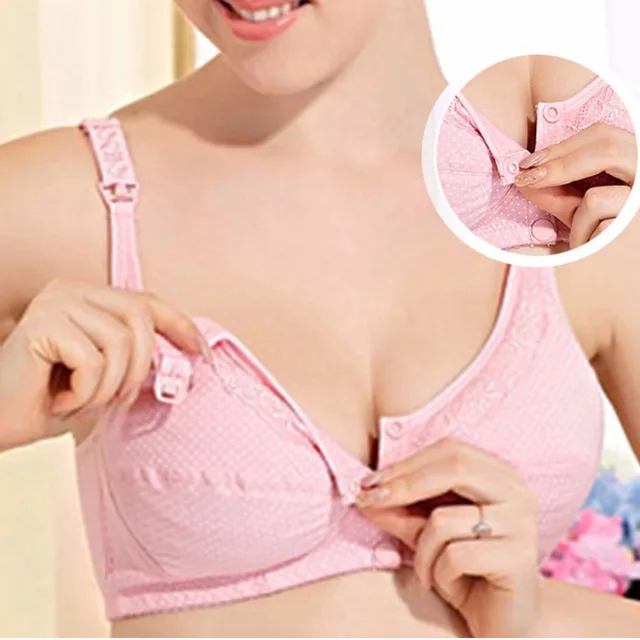 1/2 Cup Maternity Bra Cotton Wire Free Nursing Breastfeeding Drop Clip Front 3 Button Bra