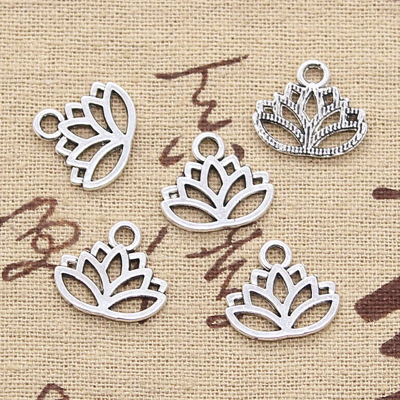 

50pcs Charms flower crown 15x17mm Antique Silver Plated Pendants Making DIY Handmade Tibetan Silver Jewelry