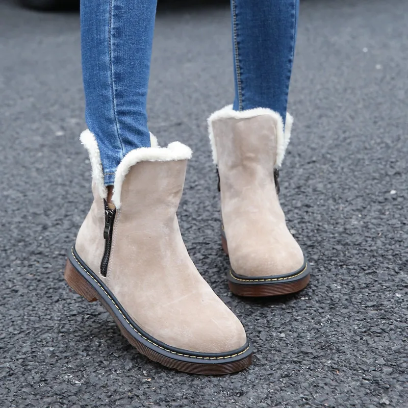 

Snow boots 2018 new fashion genuine leather women boots high quality winter warm plush ankle boots women shoes