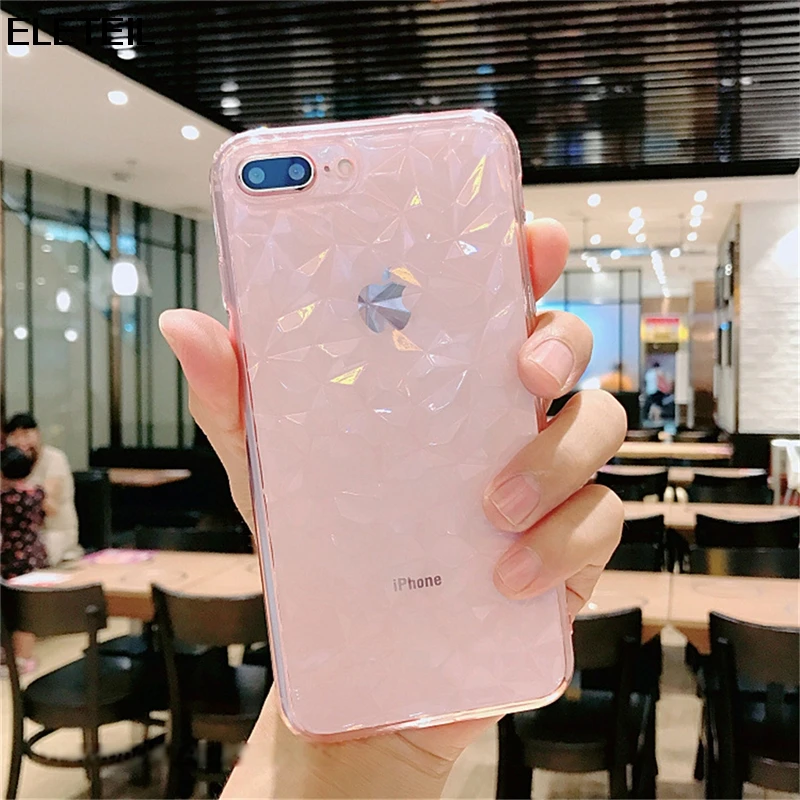 ELETEIL 3D Diamond градиент чехол для iPhone X мобильный мягкий телефона Вернуться ТПУ 7 6 6s 8