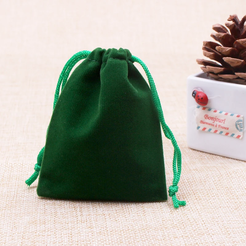 Buy 50pcs/lot 7x9cm Green Velvet Gift Pouch Bags Fit