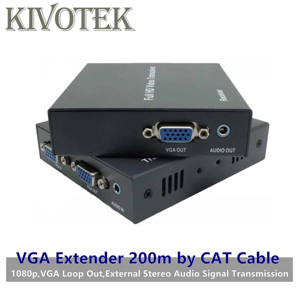 

IP Network 200M Extensor VGA Via Cat5e/6 1080P RJ45 VGA Extender Over TCP/IP With 3.5mm Stereo Audio VGA Loop Out Free Shipping