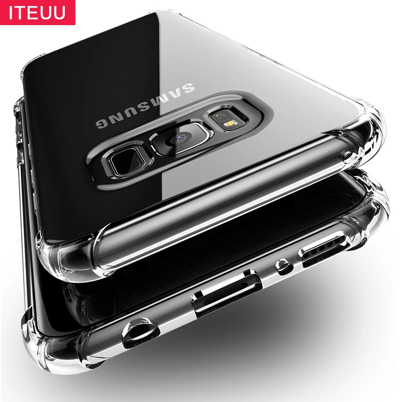 

ITEUU S8/S8PLUS TPU Soft Super Anti-Knock Case for Samsung Galaxy S8 S8 Plus Shockproof Air Cushion Clear Transparent Cover