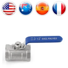 Шаровой клапан для трубка дренажная для стока синяя ручка из нержавеющей стали 1-1/" w/виниловая ручка Резьбовые клапаны для воды нефтяного газа 1000PSI 1 шт. F/F