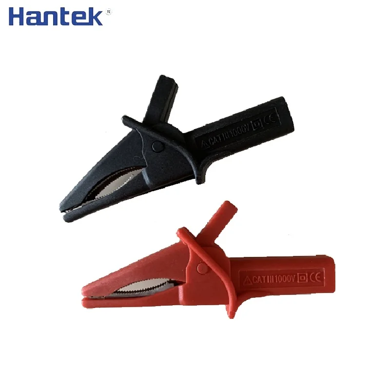 

Hantek 2pcs HT18A Large Dolphin Gator Clips for Digital Multimeter Automotive Oscilloscope Red+Black Oscilloscope Accessory