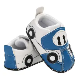 Для новорожденных мальчиков первых шагов Новинка осени ботинки из полиуретановой искусственной кожи милый мультфильм автомобиль