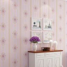 European Pastoral Non-woven Wallpaper Vertical Stripes Flowers Living Room Bedroom 3D TV Background Wall Paper beibehang thick version of the vertical striped wallpaper warm living room bedroom pastoral non woven tv background wallpaper