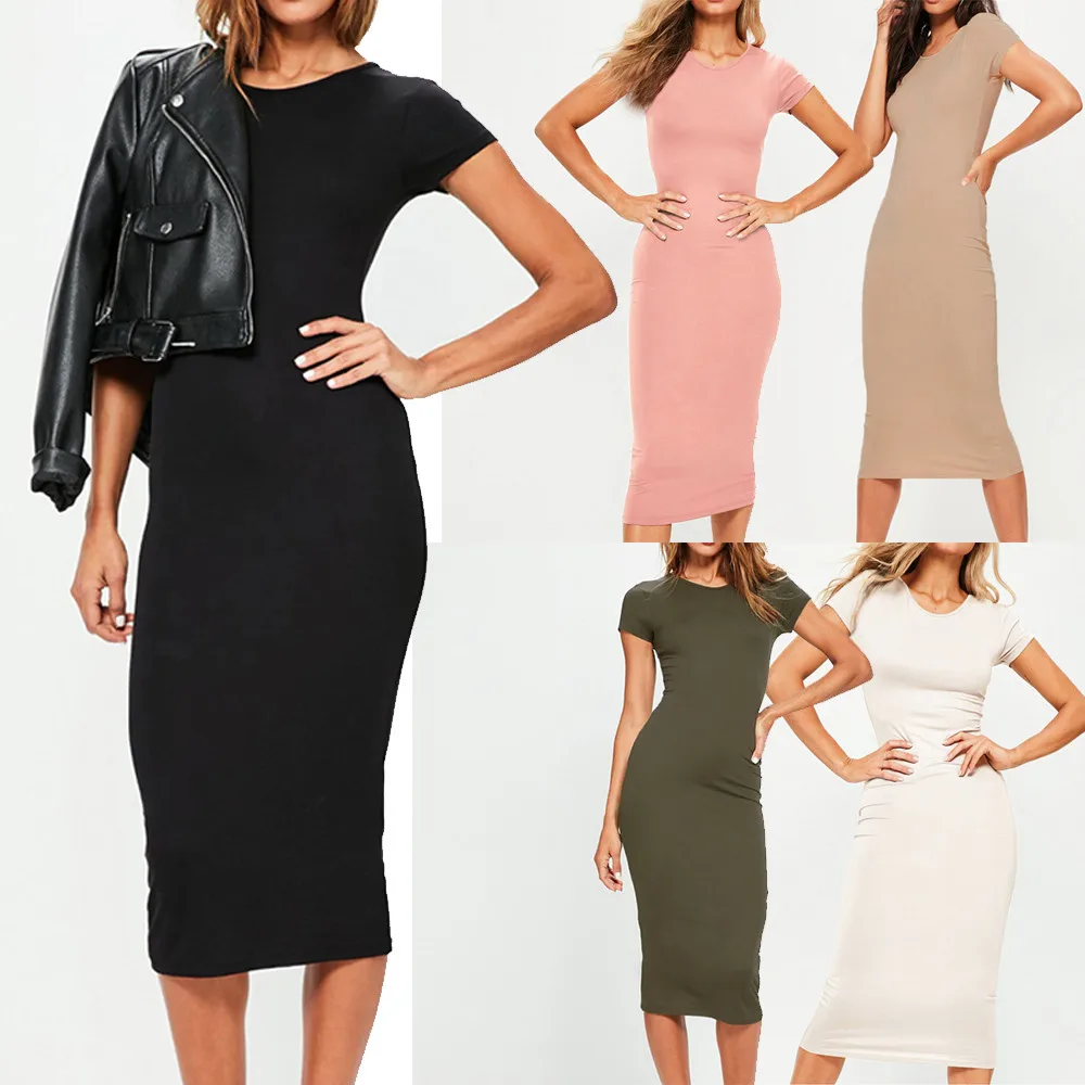 

Fashion Sexy Women Dress Short Sleeve O Neck Casual Evening Party Bodycon Dress