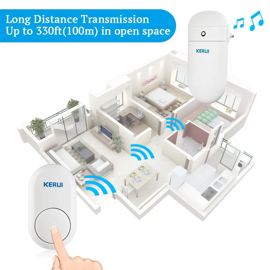 KERUI само поколение M518 дальние расстояния беспроводной умный электронный пульт дистанционного управления дверной звонок домашний без батареи беспроводной дверной Звонок