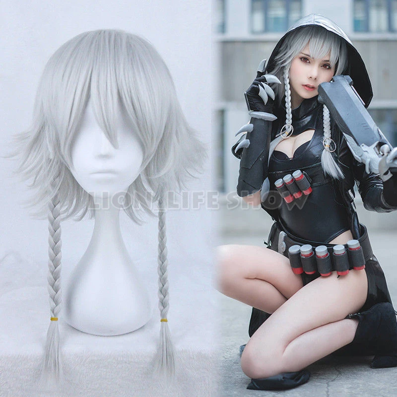 

OW Reaper Genderbend Izayoi Sakuya Silver White Braided Cosplay Wig