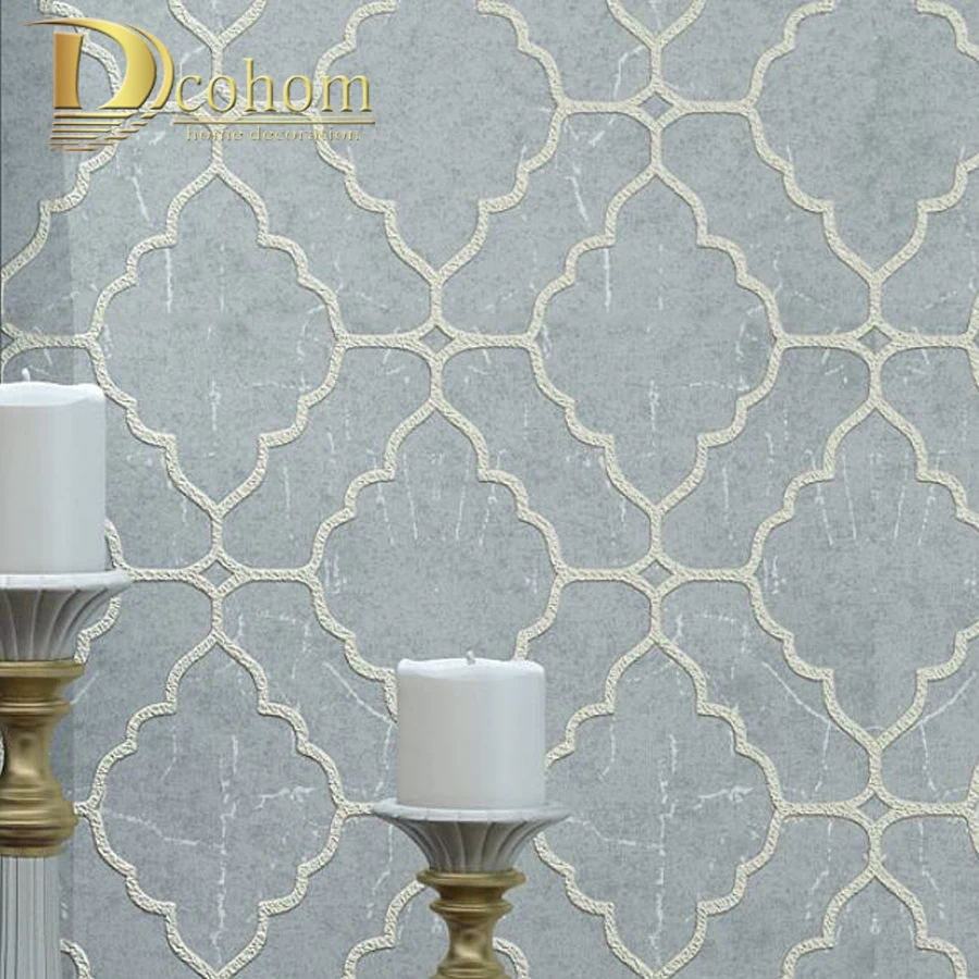 

Retro Style 3D Embossed Geometric Pattern Wallpaper Simple Striped Wallcoverings Red Beige Rolls