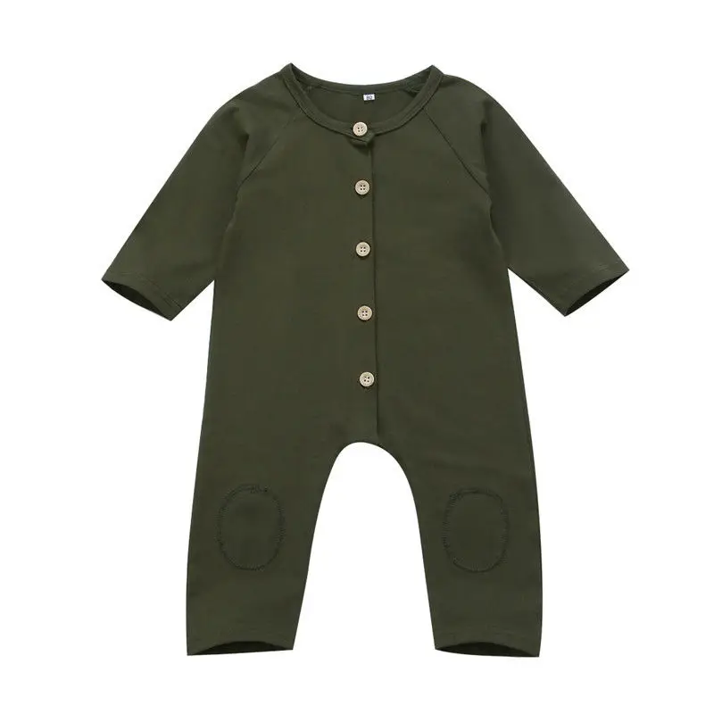 

Hot Sale Casual Cotton Newborn Kids Baby Rompers Boys Long Sleeve Button Romper Jumpsuit Playsuit Outfit Clothes Size 0-24M