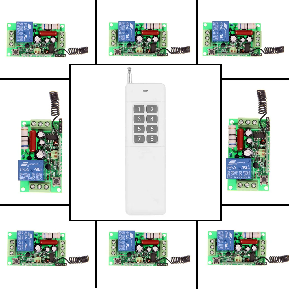 3000m AC 220V 110V 1 CH 1CH RF Wireless Remote Control Switch System 8CH Transmitter 8