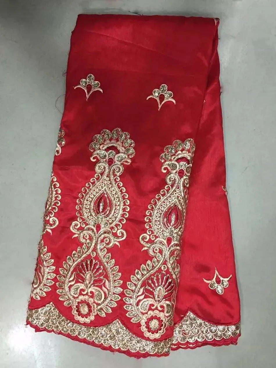 embroidered red india george material wrappers 5 yards beaded raw silk ...