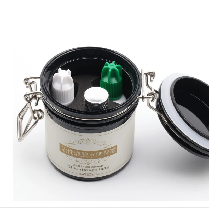 

Durable To Use Adhesive Stand Activated Carbon Sealed Storage Jar for Eyelashes Extension Eyelash Glue Storage Tank Container