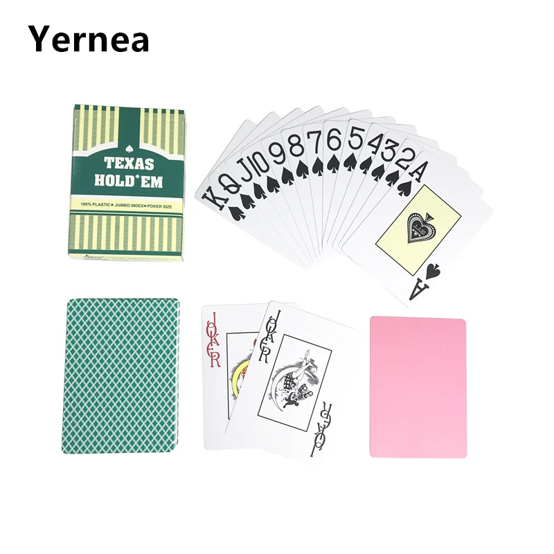 

Yernea 1 Set Baccarat Texas Hold'em Plastic Frosting Poker Cards Playing Cards Green And Brown Board Games 2.48*3.46 inch