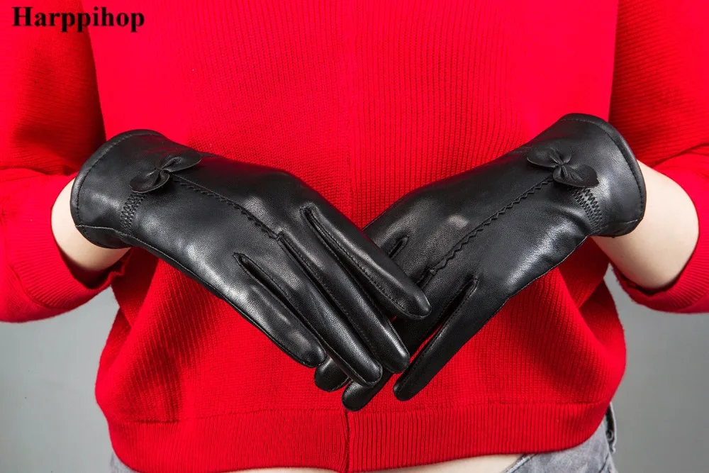 2019 женские перчатки из натуральной кожи красные перчатки из овчины осенние и зимние модные женские ветрозащитные перчатки