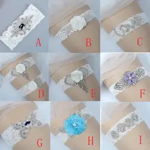 Роскошная обувь с украшением в виде кристаллов Аппликация кружевная Свадебная подвязка ремень свадебные нога подвязки ручной работы с военно-морского флота с синими стразами HY022