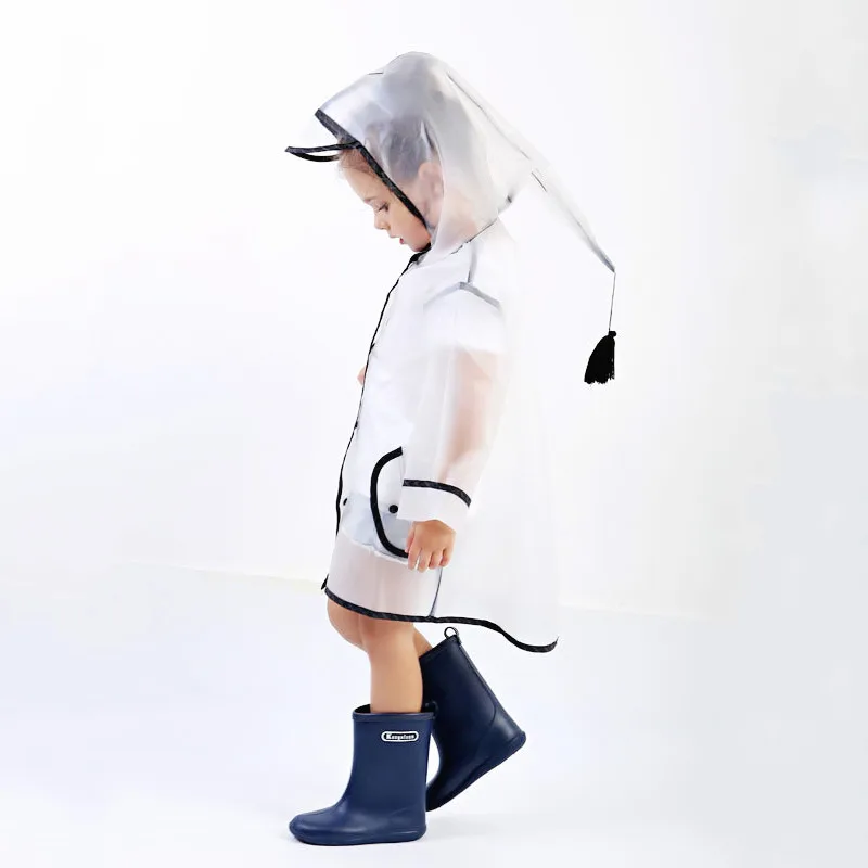 

Rain Suit Transparent Hooded Kids Waterproof Baby Touring Raincoat Rainwear For Children Windproof Student Boys Girls Rain Cloak