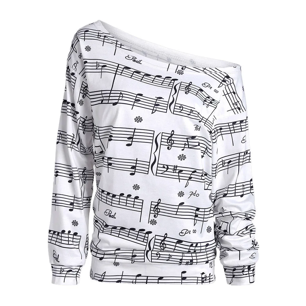 

Womens Tops and Blouses Cold off Shoulder Note Print Long Sleeve Pullover Shirt Top Blouse Fall Winter clothes