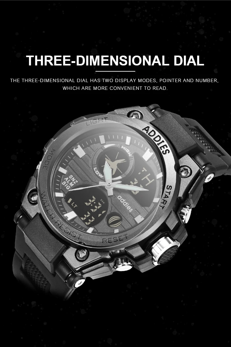 Бренд AIDIS, мужские спортивные часы, двойной дисплей, аналоговый цифровой светодиодный, электронные кварцевые наручные часы, водонепроницаемые, для плавания, военные часы