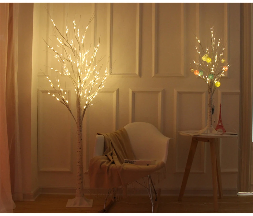 Árvore de Bétula Plugue da ue Led de Prata Lâmpada Festival Natal Decoração Moderna Interior Branco Quente Férias Fada Luz 170cm Guirlanda 12 férias fada luz 170cm plugue da ue guirlanda