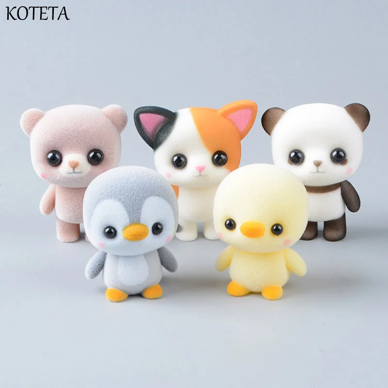 Koteta Kawaii ПВХ флокирующая кукла пушистая панда репсон утка мини животные игрушки