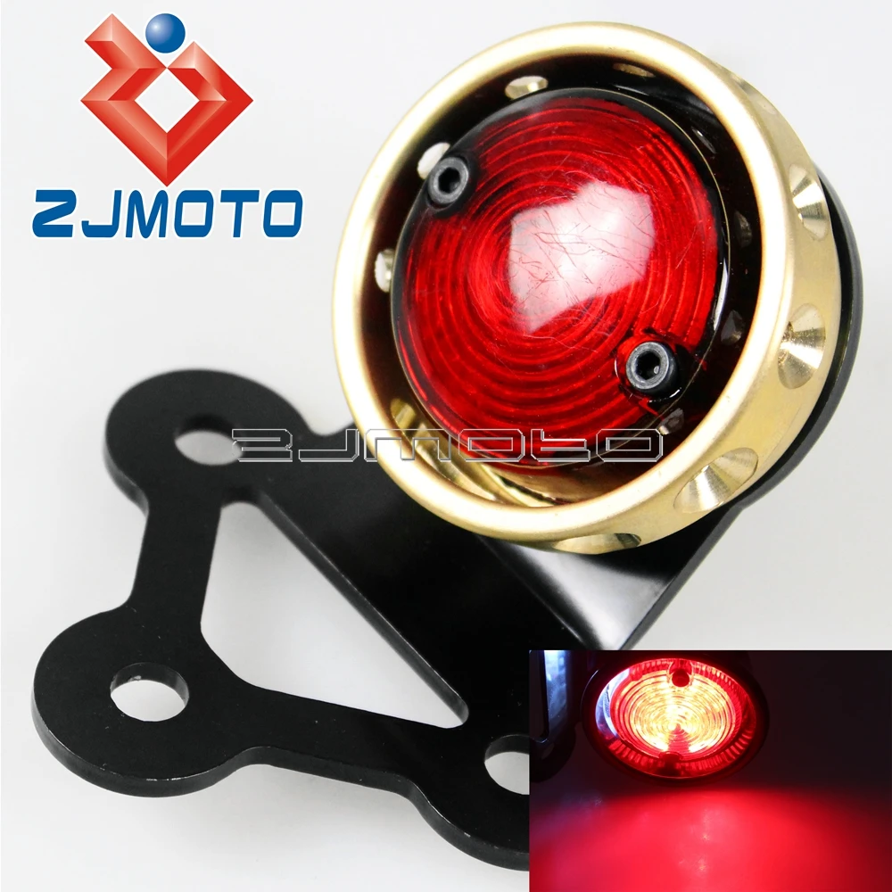 Brass Red LED Rear Light Motorcycle Red LED Bike Light 12V Red LED