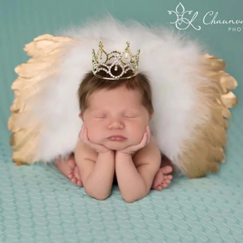 

Baby Photography Props Baby Girls Fitted Wing Angel Wings Set Feather Infant Costume Photo Props with Headband 0-6M 2019