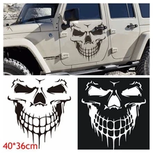 Large Size 40x36CM Skull Head Car Stickers and Decals Reflective Vinyl Car Styling Auto Engine Hood Door Window Car Decal spider web hood rear window auto car vinyl decal stickers