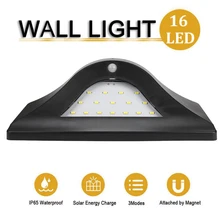 16 Светодиодный светильник на солнечной энергии с датчиком движения PIR, настенный светильник, уличный садовый водонепроницаемый светильник, умный датчик 3,7, 3 Вт, IP65, водонепроницаемый садовый светильник