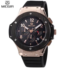2017 Nouvelle Marque De Luxe MEGIR CHRONOGRAPHE À Quartz 24 Heures Fonction de Mode Sport Montres Hommes Horloge Hommes Armée Militaire Poignet montre