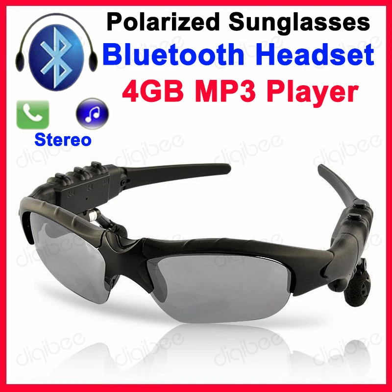 Sport Sunglasses Bluetooth Headset Earphones 4GB MP3 Player U Disk