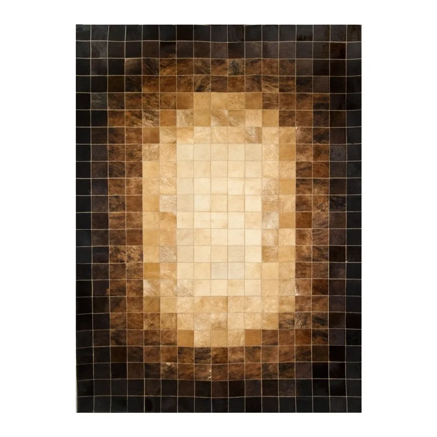 Лоскутный коврик из воловьей кожи RF-B02 mosaik бежево-коричневый