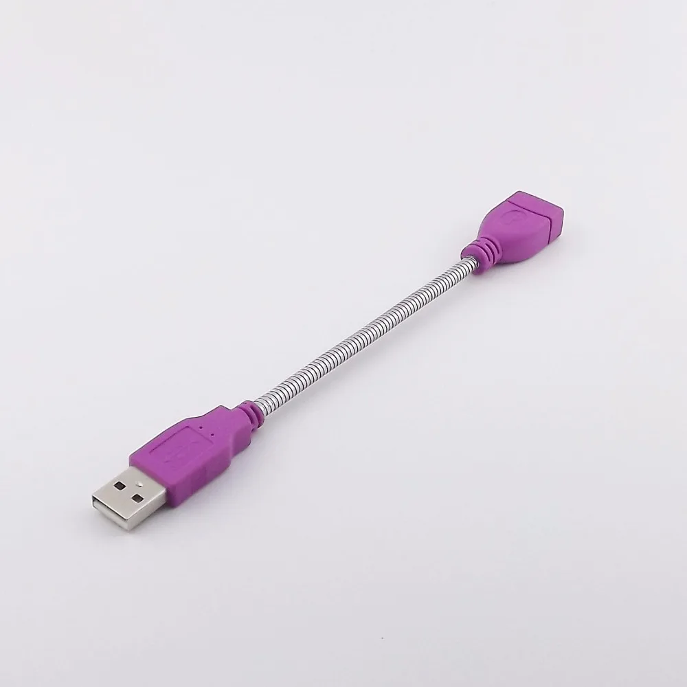 10 шт. Фиолетовый USB 2,0 A штекер к гнезду удлинитель гибкий металлический кабель-стойка 15 см