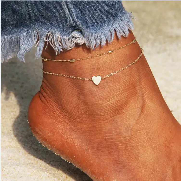 RscvonM сердце женские браслеты на босую ногу крючком сандалии ноги ювелирные изделия ноги новые браслеты на ногу лодыжки браслеты для женщин ноги цепи - Окраска металла: C1257-gold