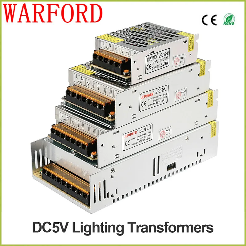 

New 5V 2A/3A/4A/5A/6A/8A/10A/12A/20A/30A/40A/60A SwitchLED Power Supply Transformers For WS2812B WS2801 APA102 8806 LED Strip