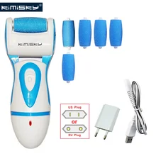KIMISKY синие перезаряжаемые электрические педикюрные инструменты пилка для ног пироги Callos педикюр для ног инструмент для ухода за ногами+ Роликовые головки Синий педикюр