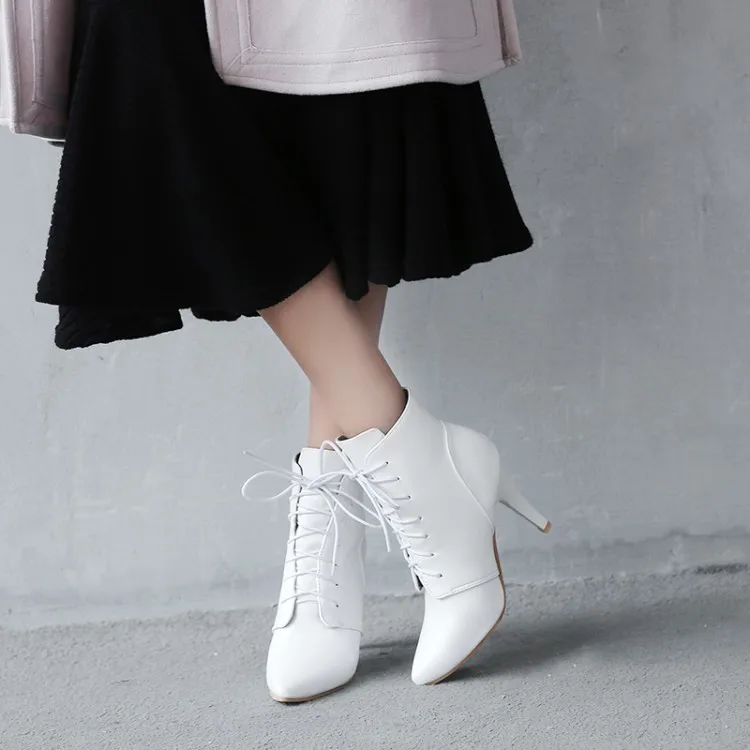 

Big Size 11 12 13 14 15 Fashion of European and American wind-tipped high-heel tie combination short boots
