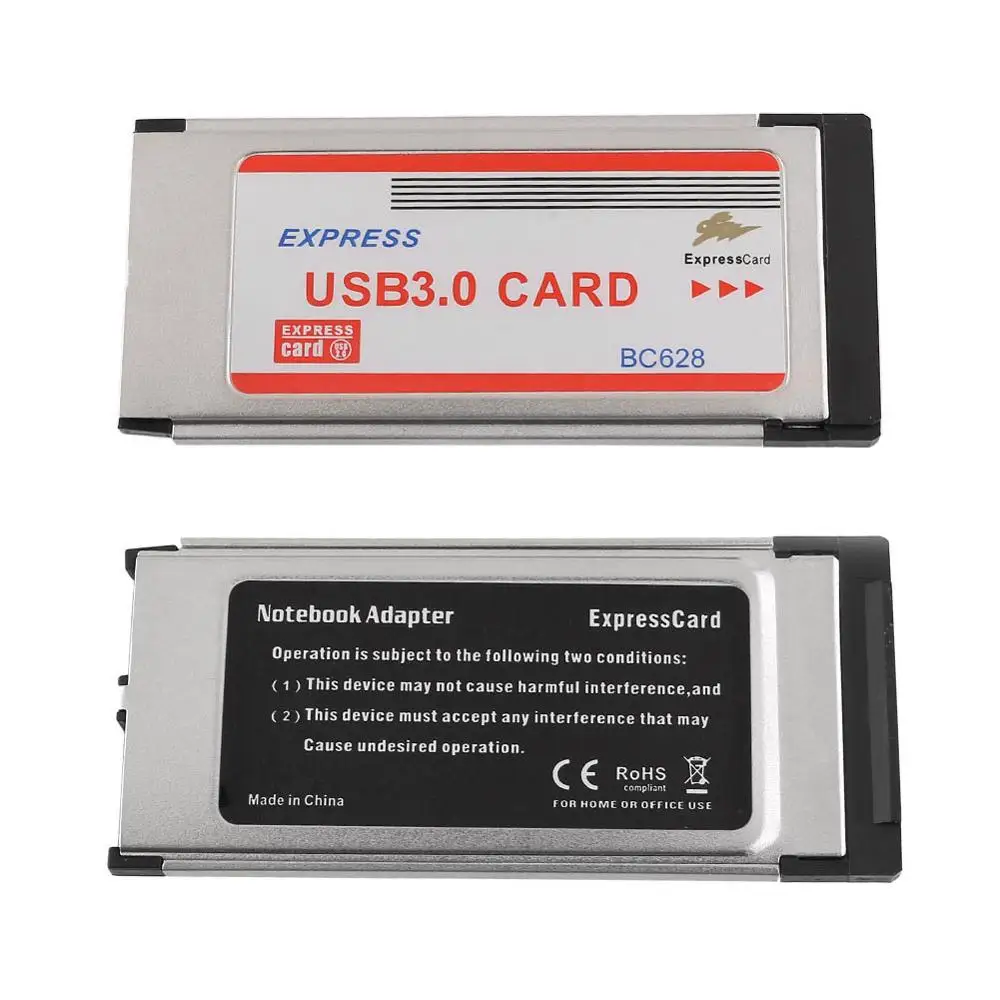 AMZDEAL супер-Speed Express Card ExpressCard 34 мм двойной устройство работающее от прикуривателя с 2 портами USB 3,0 Карты BC628 для ноутбука