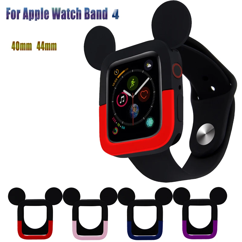 Lovely Mickey Case for Apple Watch case 44/40mm Two-Tone Silicone Protective case Compatible for iWatch series 4 Watch Accessory