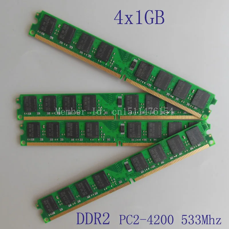 

4GB 4X1GB PC2-4200 4X1gb DDR2-533 533Mhz 240pin DIMM Dekstop Memory DDR2 Low Density 4G RAM